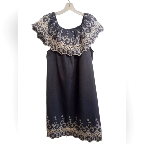 Kaktus Dresses & Skirts - Linen Embroidered Dress Size XXL